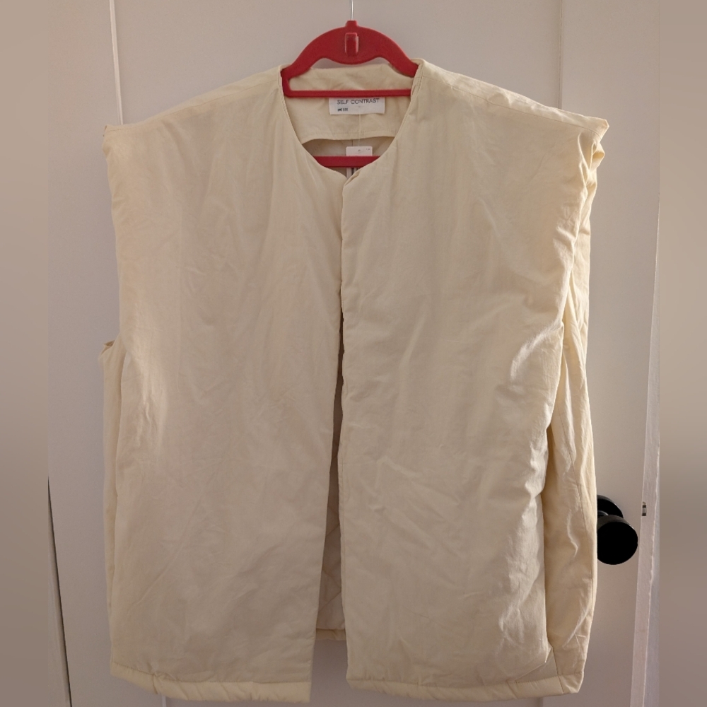 Self Contrast Puffer Vest Quilted Boxy Cream One Size Anthropologie